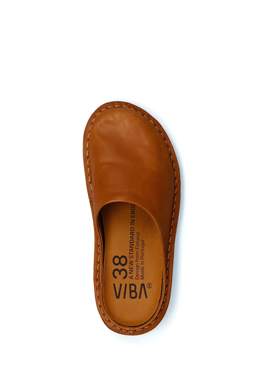 ROMA | Vegetable Tanned Leather Slipper | Cognac Brown