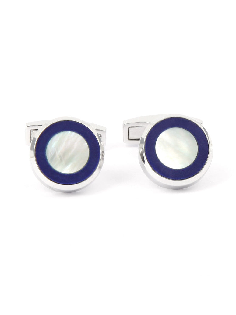 Round Mother Of Pearl And Sterling Silver Cufflinks Nui