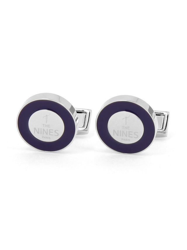 Round cufflinks silver and blue The Nines