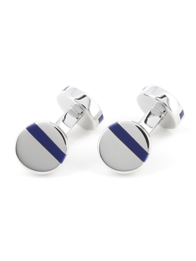 Round Navy Blue Cufflinks - Madrid