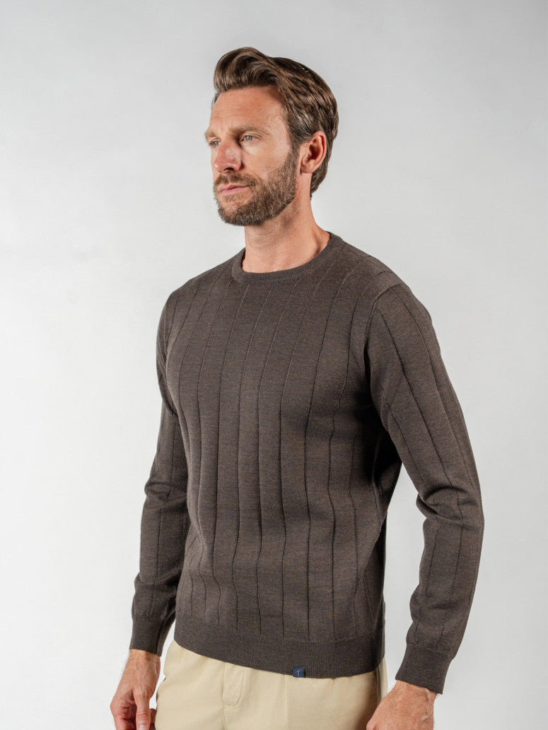 Peppercorn Grey Ribbed Crew Neck Jumper