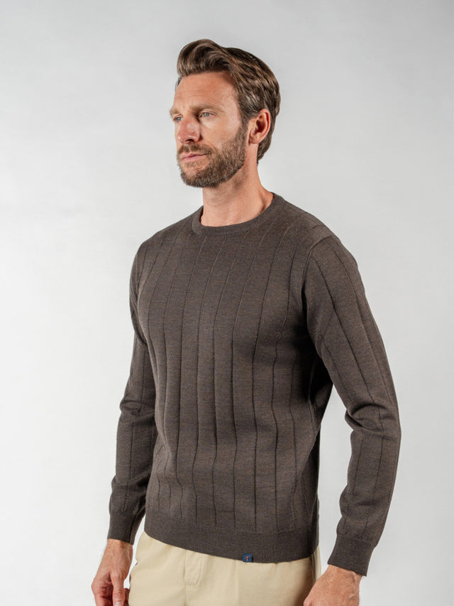 Peppercorn grey ribbed crew-neck jumper