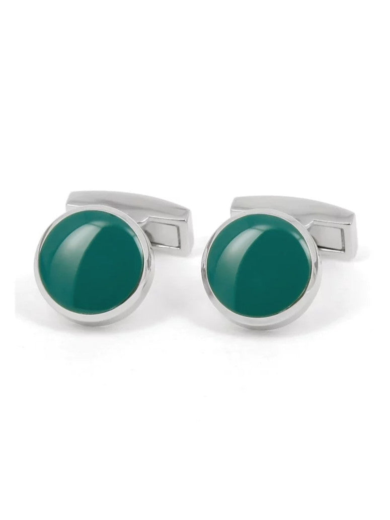 Round Thyme Green Cufflinks Montreux Ii