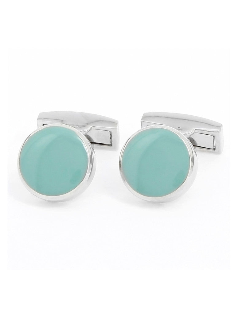 Round Water Green Cufflinks Montreux Ii