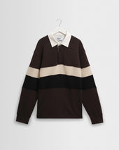 Rowhill - Brown And Black Panelled Loopback Rugby Shirt