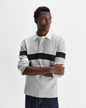 Rowhill Marl Stripe Panelled Loopback Rugby Shirt