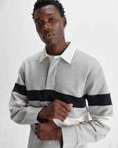 Rowhill Marl Stripe Panelled Loopback Rugby Shirt