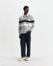 Rowhill Marl Stripe Panelled Loopback Rugby Shirt
