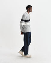Rowhill Marl Stripe Panelled Loopback Rugby Shirt