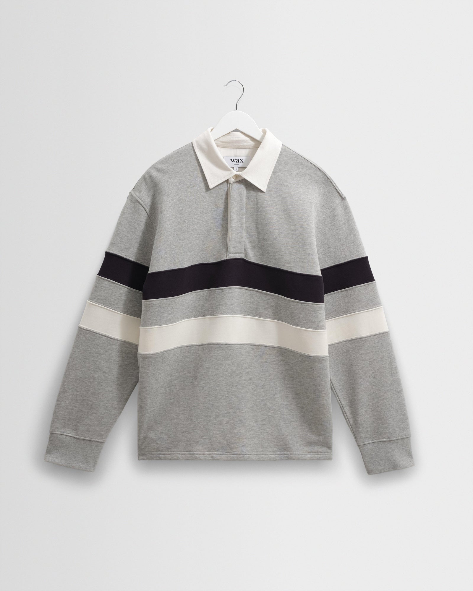 Rowhill Marl Stripe Panelled Loopback Rugby Shirt