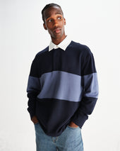 Rowhill And Blue Panelled Loopback Rugby Shirt