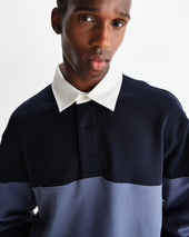 Rowhill And Blue Panelled Loopback Rugby Shirt