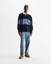 Rowhill And Blue Panelled Loopback Rugby Shirt