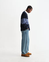 Rowhill And Blue Panelled Loopback Rugby Shirt
