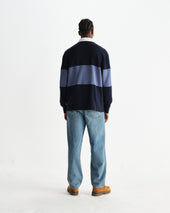 Rowhill And Blue Panelled Loopback Rugby Shirt
