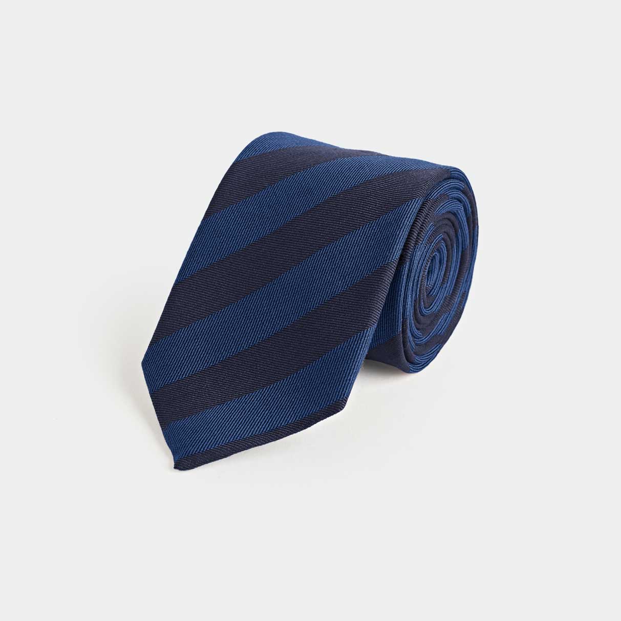 Block Stripe Wool Silk Blend Tie
