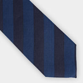 Block Stripe Wool Silk Blend Tie