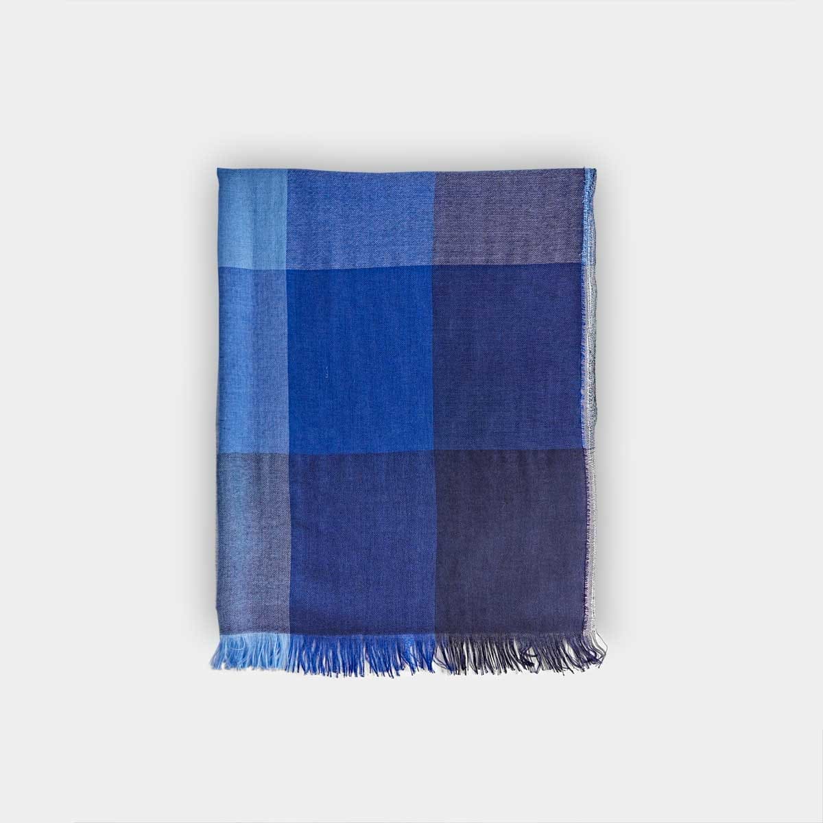 Large Check Silk Cashmere Scarf