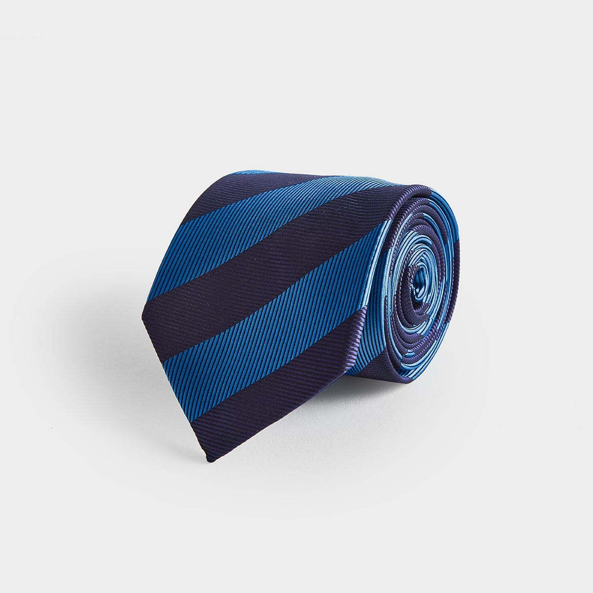 Navy Block Stripe Silk Tie