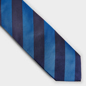 Navy Block Stripe Silk Tie