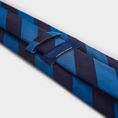 Navy Block Stripe Silk Tie