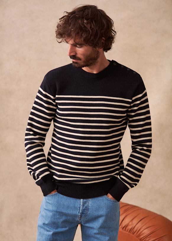 Alec Sweater - Navy / Ecru Stripes