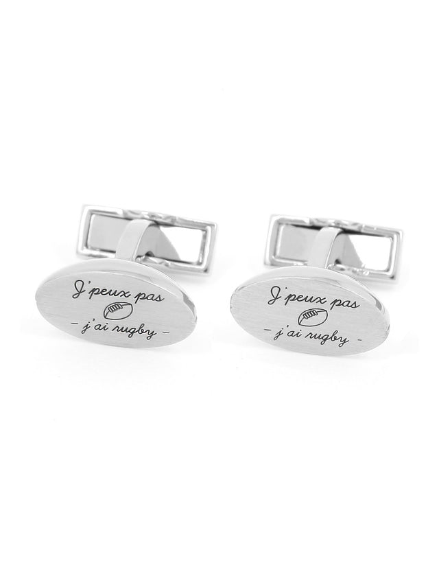 Rugby cufflinks with engraving (French)