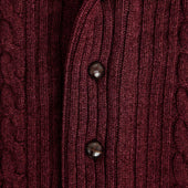 Russet Red Cable Knit Shawl Collar Cashmere Cardigan