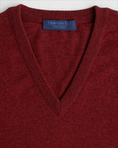 Russet Red V Neck Cashmere Slipover