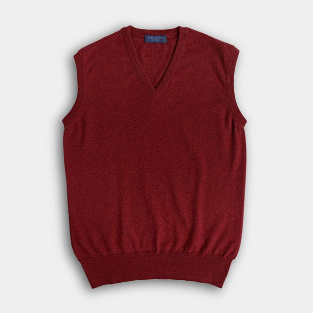 Russet Red V-Neck Cashmere Slipover
