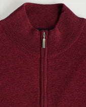 Russet Red Zip Neck Cashmere Sweater