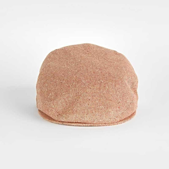 Rust Herringbone Silk Flat Cap