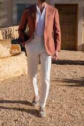 Rusty Wool Linen And Silk Jacket Made In Italy