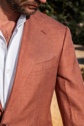 Rusty Wool Linen And Silk Jacket Made In Italy