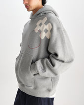 Rydal Grey Doodle Embroidered Loopback Cotton Hoodie