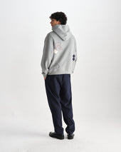 Rydal Grey Doodle Embroidered Loopback Cotton Hoodie