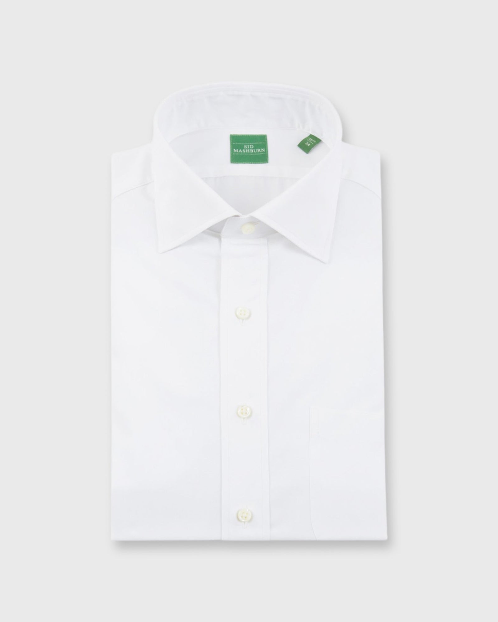 Spread Collar Dress Shirt in White Poplin