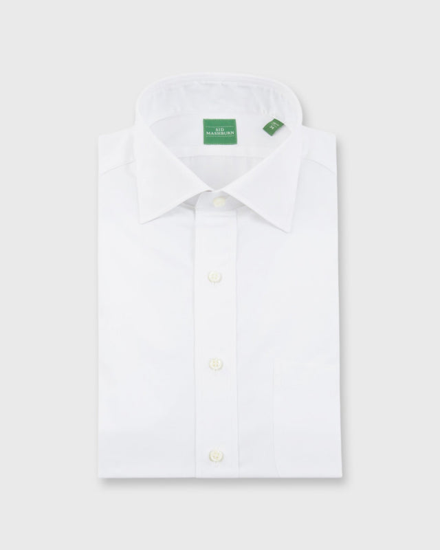 Spread Collar Dress Shirt in White Poplin