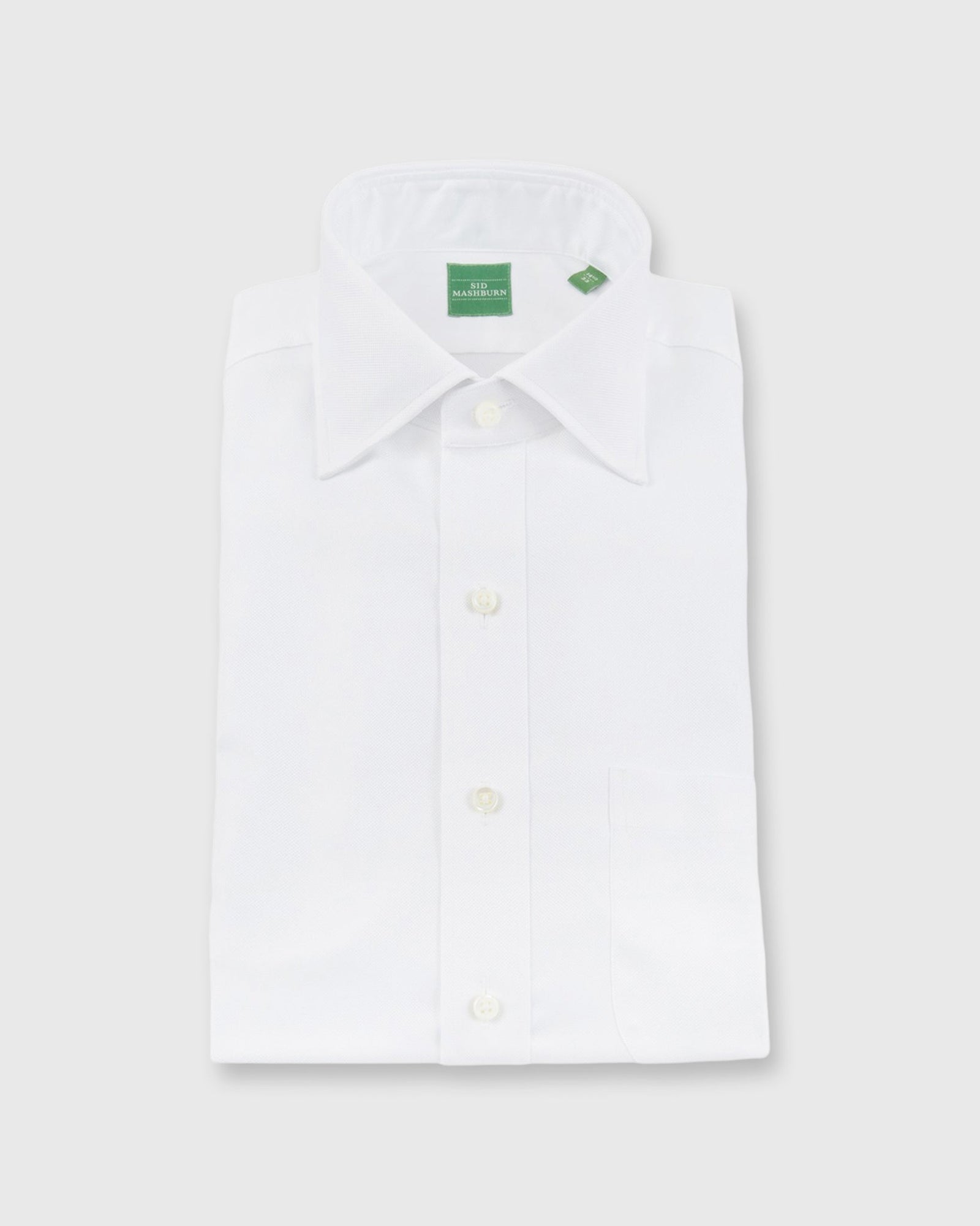 Spread Collar Dress Shirt in White Roxford
