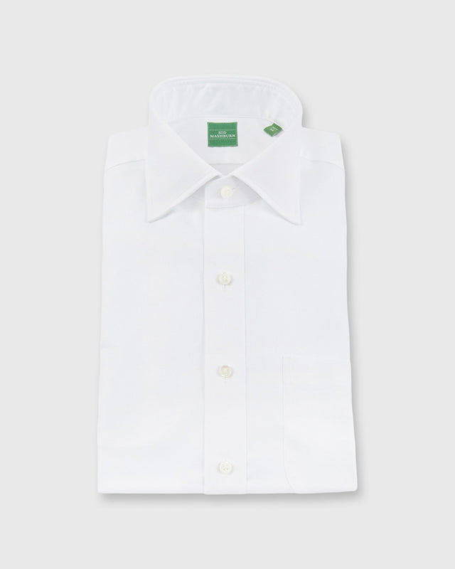 Spread Collar Dress Shirt in White Roxford