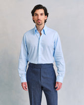 Melange Hidden Button Down Collar Shirt