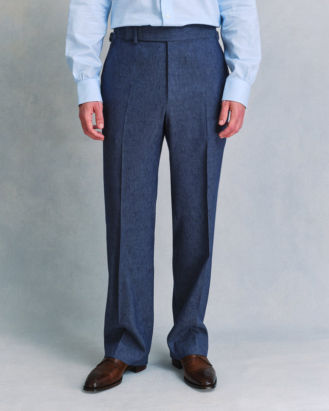 Linen Blend Denim Classic Trousers