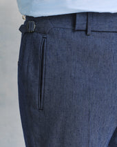 Linen Blend Denim Classic Trousers