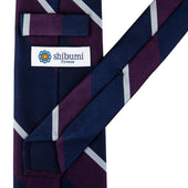 Japanese Repp Stripe Silk Tie Eggplant