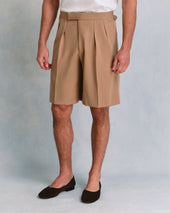 Tan Pleated Shorts