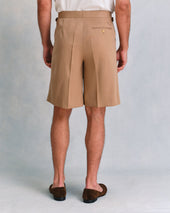 Tan Pleated Shorts