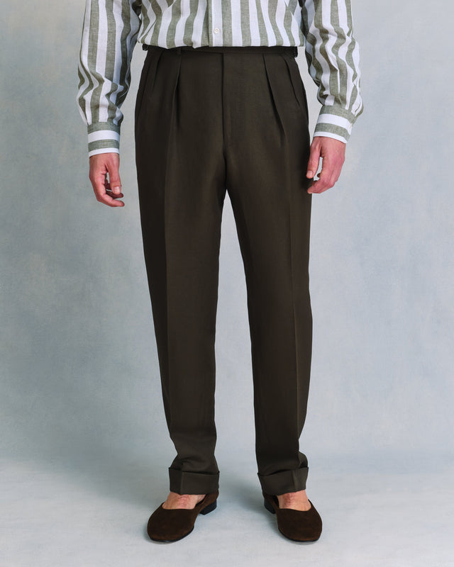 Brown Wool and Linen Heritage Trousers