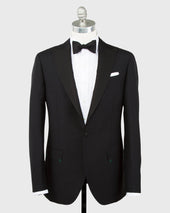 Kincaid No. 3 Peak Lapel Tuxedo in Black Wool Mohair with Silk Grosgrain Trim