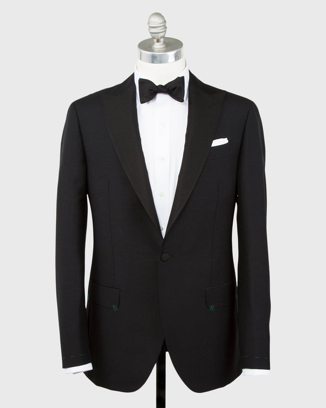 Kincaid No. 3 Peak Lapel Tuxedo in Black Wool Mohair with Silk Grosgrain Trim