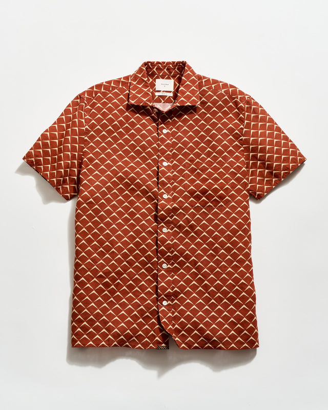 Short Sleeve Pagoda Tile Linen Treme Shirt